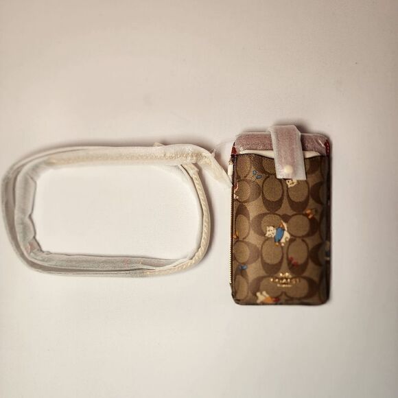 NWT CF313 Coach Phone Crossbody In Signature Canvas With Cat Mittens Print - Picture 2 of 4